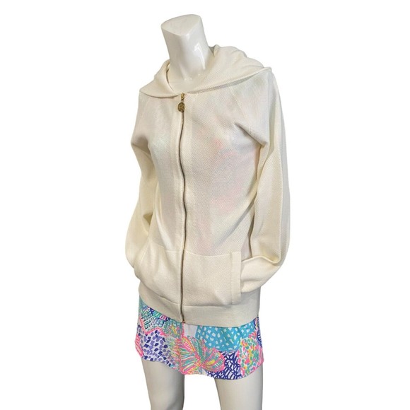 Lilly Pulitzer Women's Josephine Full Zip Hoodie Jacket Cream Size Large - Picture 4 of 12